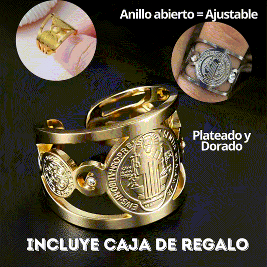 Anillo Protector San benito + Caja regalo.