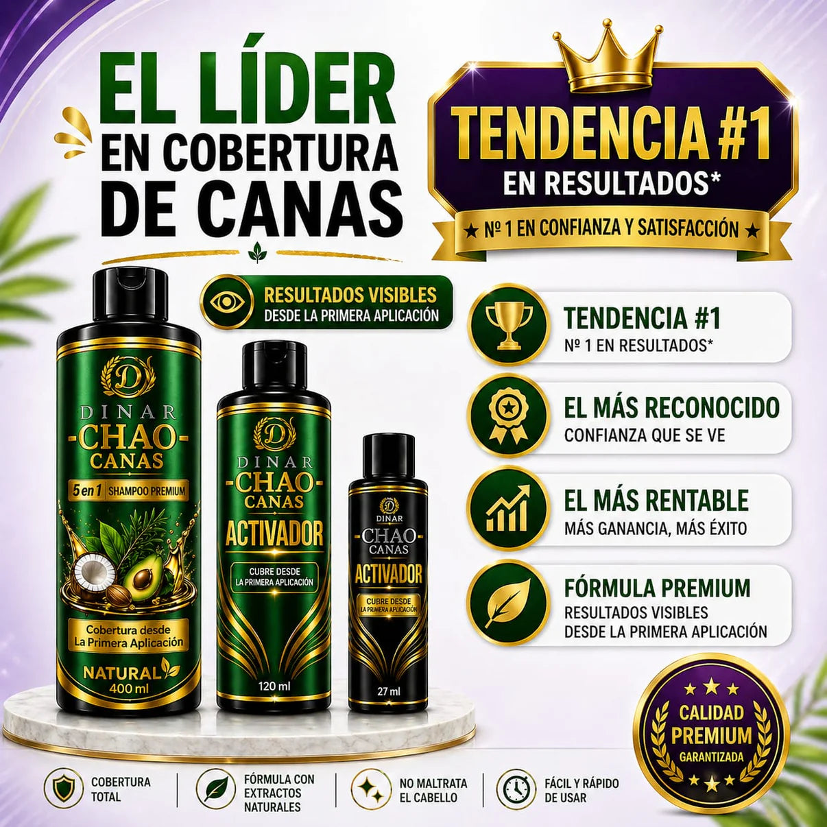 CHAO CANAS 5 EN 1, CON ROMERO Y AGUACATE, PAGA 1 Y LLEVA 3 PRODUCTOS; CHAMPÚ, TRATAMIENTO Y ACTIVADOR