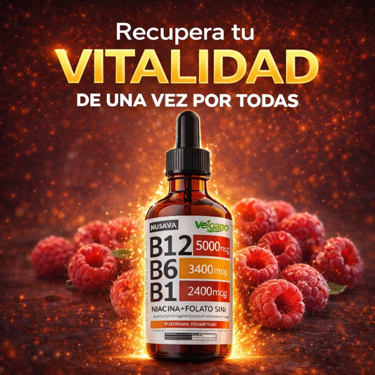 SUPLEMENTO LÍQUIDO DE VITAMINA B12 CON FRAMBUESA, PAGUE 1 LLEVE 2🎁