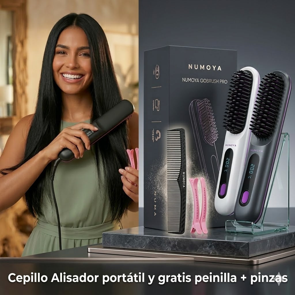 Cepillo alisador portátil recargable +🎁Obsequio peinilla y pinzas. Tu retoque en todo lugar💆🏼‍♀️